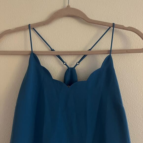 J. Crew Blue Scallop Neckline Racerback Tank Size 0 - Picture 3 of 8